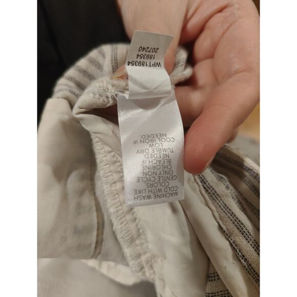 J Jill Wide Leg Linen Pinstripe Cropped Ankle Pants Sz 2X Cream and Denim Blue - Picture 7 of 8